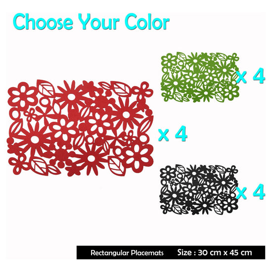 Choice Set of 4 Felt Rectangular Table Placemats Black