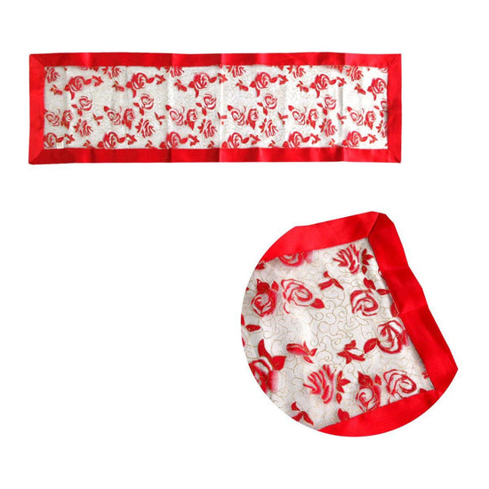 Red Rosie Sheer Organza Glitter Table Runner 40 x 138 cm Red