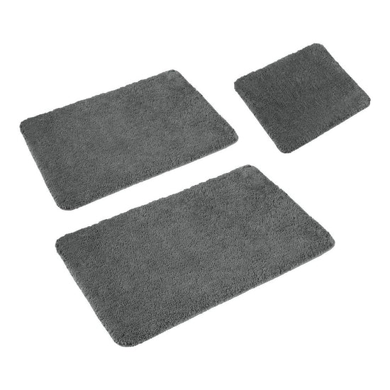 Sleim Set of 3 Bath Mat Set Charcoal (Also Known as Smoke)