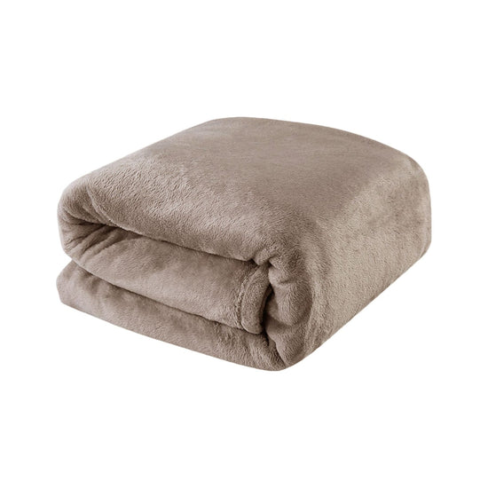 Light Weight Coral Fleece Blanket Brown Queen/ King