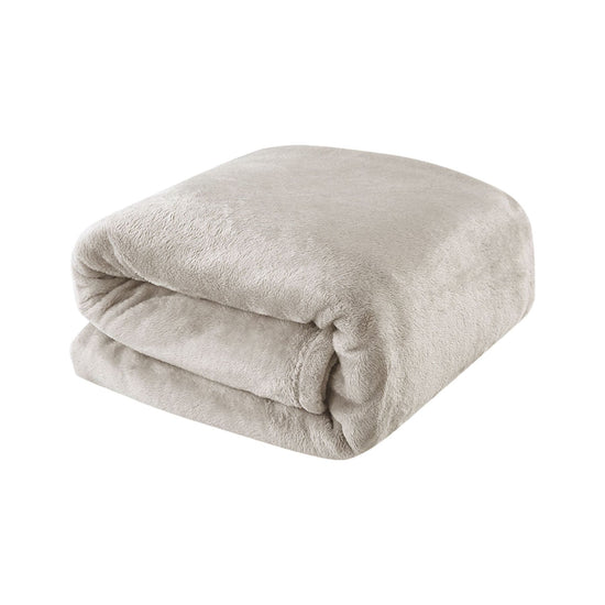 Light Weight Coral Fleece Blanket Oatmeal Queen/ King