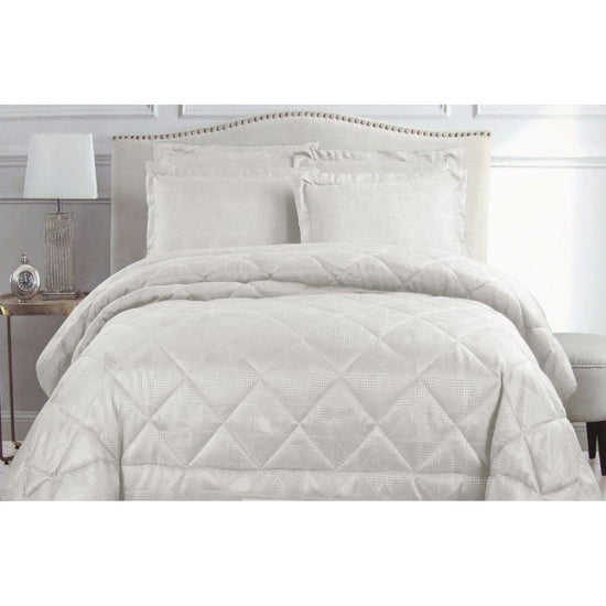 Hotel Living Eli Jacquard Comforter Set Queen White