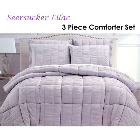 Hotel Living 3 Piece Seersucker Comforter Set King Lilac