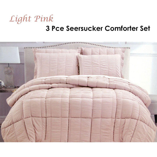 Seersucker Comforter Set Queen Light Pink