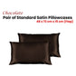 Pair of Satin Standard Pillowcases Chocolate 48 x 73 cm x 15cm (Flap)