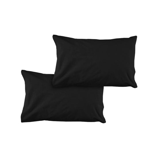 Pair of Solid Colour Microfiber Standard Pillowcases 48x73cmx15cm (Flap) Black