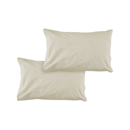 Pair of Solid Colour Microfiber Standard Pillowcases 48x73cmx15cm (Flap) Bone