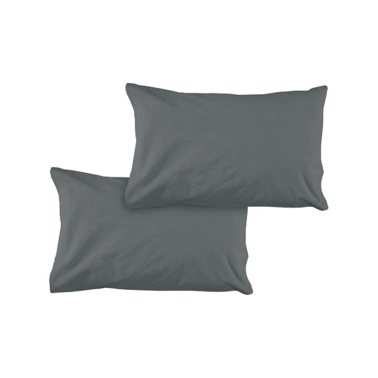 Pair of Solid Colour Microfiber Standard Pillowcases 48x73cmx15cm (Flap) Charcoal