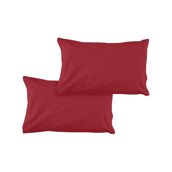 Pair of Solid Colour Microfiber Standard Pillowcases 48x73cmx15cm (Flap) Cherry