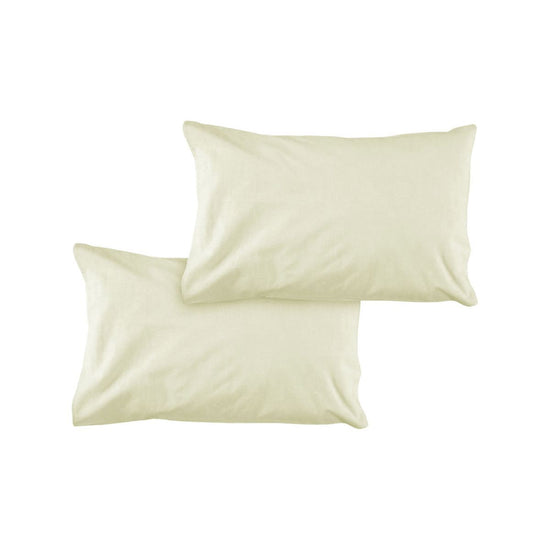 Pair of Solid Colour Microfiber Standard Pillowcases 48x73cmx15cm (Flap) Cream