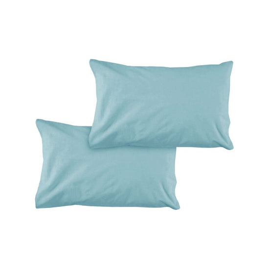 Pair of Solid Colour Microfiber Standard Pillowcases 48x73cmx15cm (Flap) Frost Blue