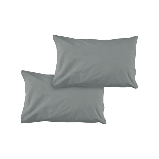 Pair of Solid Colour Microfiber Standard Pillowcases 48x73cmx15cm (Flap) Grey