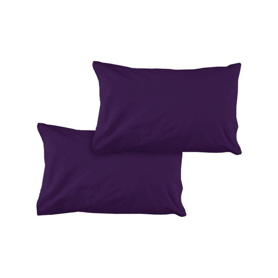 Pair of Solid Colour Microfiber Standard Pillowcases 48x73cmx15cm (Flap) Purple