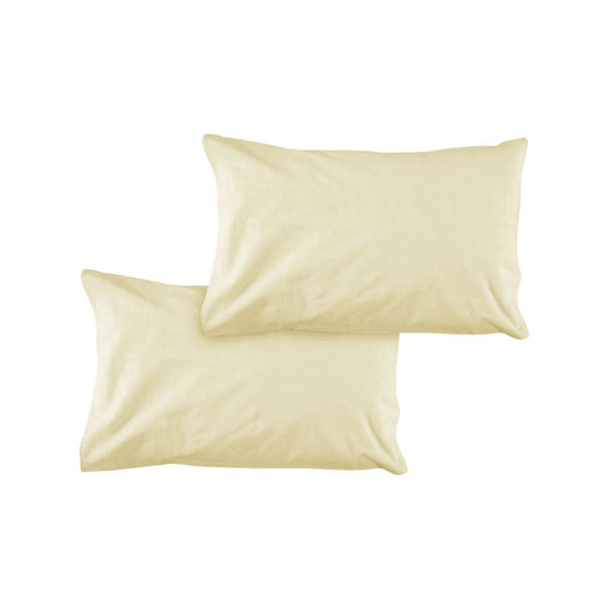 Pair of Solid Colour Microfiber Standard Pillowcases 48x73cmx15cm (Flap) Rich Cream