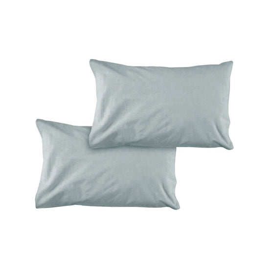 Pair of Solid Colour Microfiber Standard Pillowcases 48x73cmx15cm (Flap) Silver