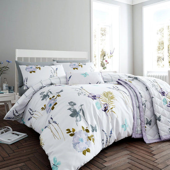 Flora Lilac Quilt Cover Set Queen