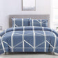 Artex Harold Blue Quilt Cover Set Geometric Pattern Reversible Printed Microfiber Polyester Queen