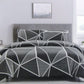 Artex Owen Charcoal Quilt Cover Set Geometric Pattern Reversible Printed Microfiber Polyester Queen