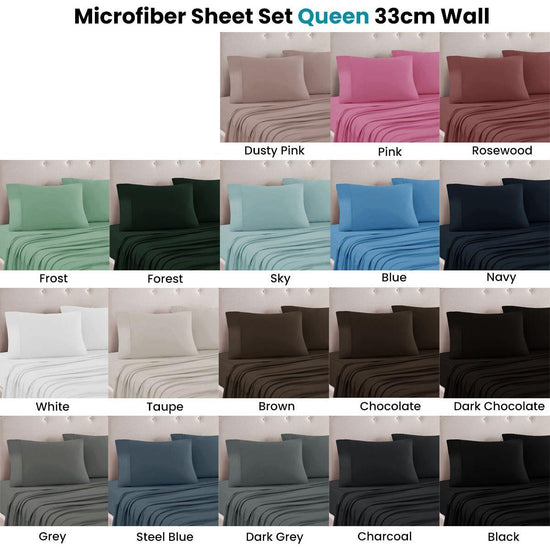 Art Terrace Microfiber Sheet Set Queen 33cm Wall Dark Grey