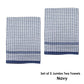 Hotel Living Set of 2 Jumbo Cotton Check Tea Towels 60x90cm Navy