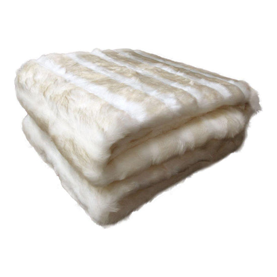 Faux Fur Luxury Animal Throw Rug White Cream Chinchilla