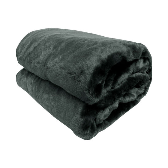 Faux Mink Throw Rug Charcoal