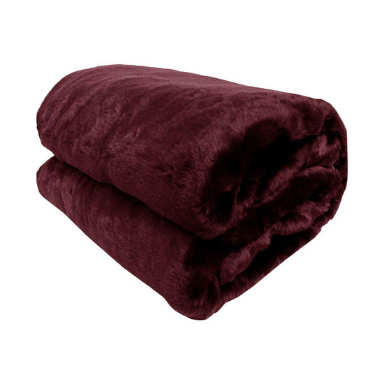 Faux Mink Throw Rug Wine