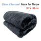 Titan Charcoal Faux Fur Throw Rug 127 x 152 cm