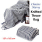 Chains Navy Knitted Throw Rug