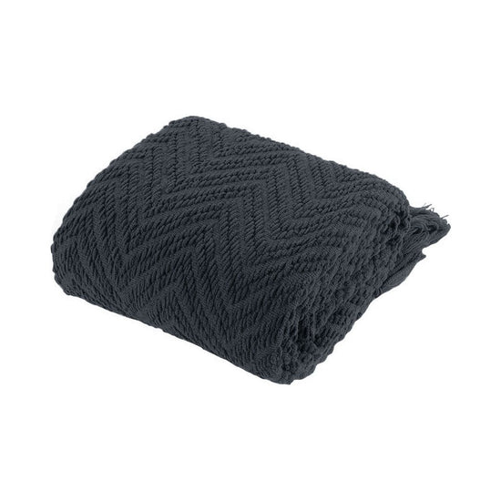 Ezra Charcoal Knitted Throw Rug