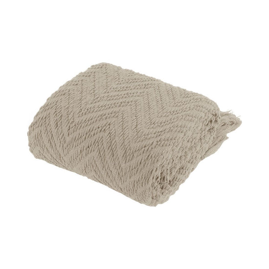 Ezra Taupe Knitted Throw Rug