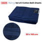 500GSM Set of 2 100% Cotton Bath Sheet Navy 80 x 160 cm