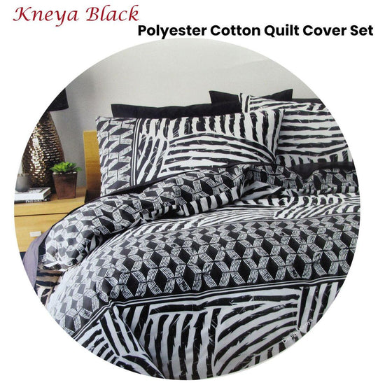 Homeport Kenya Black Printed Geometric Quilt Cover Set Double