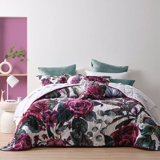 Bianca Abigail Berry Floral Printed Quilted Bedspread Set Super King