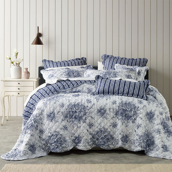 Bianca Amorette Blue Polyester Bedspread Set Double