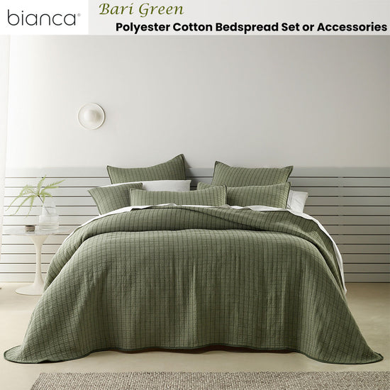 Bianca Bari Green Polyester Cotton Bedspread Set King