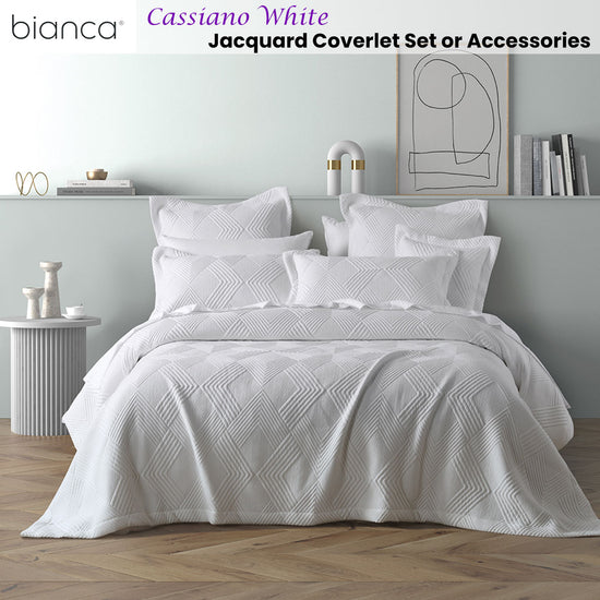 Bianca Cassiano White Polyester Jacquard Coverlet Set Super King