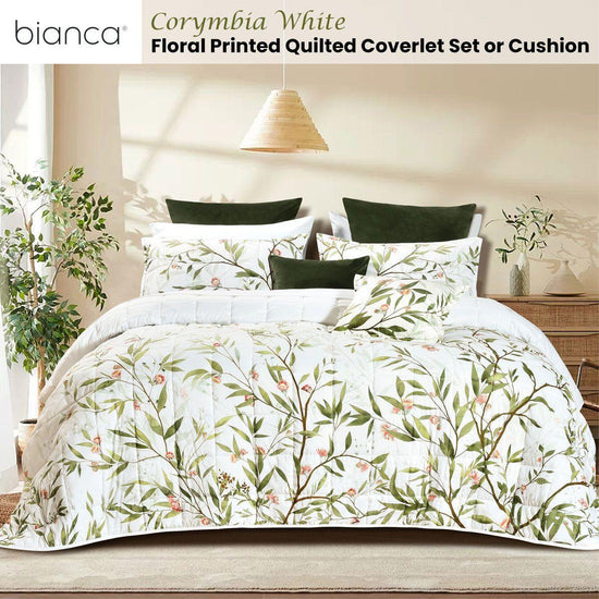 Bianca Corymbia White Floral Printed Quilted Polyester Coverlet Set Super King