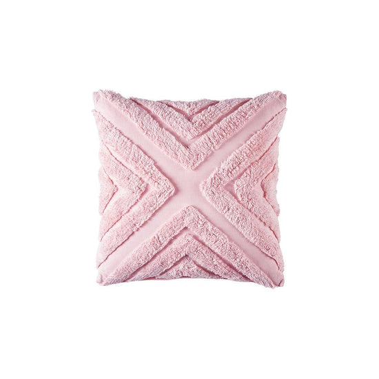 Bianca Haven Pink Cotton Chenille Square Cushion