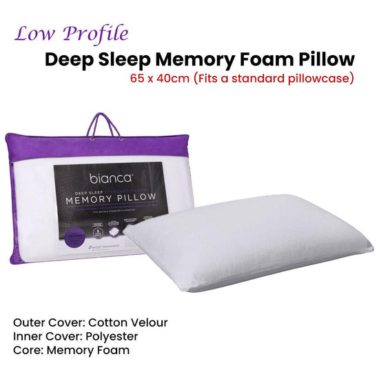 Bianca Memory Foam Low Profile Standard Pillow 65 x 40 cm