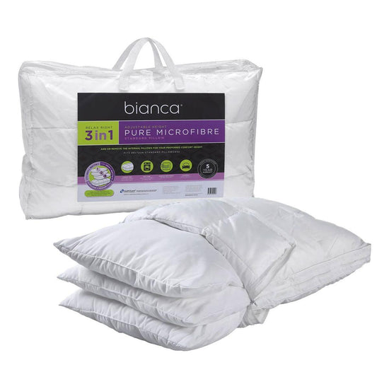 Bianca 1150g Relax Right Pure Microfiber 3 in 1 Adjustable Standard Pillow 49 x 72cm