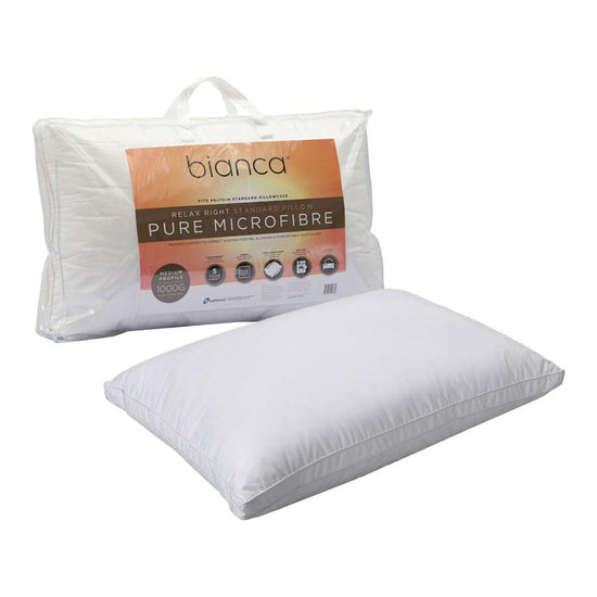 Bianca 1000g Relax Right Pure Microfiber Medium Profile Standard Pillow 49 x 72cm