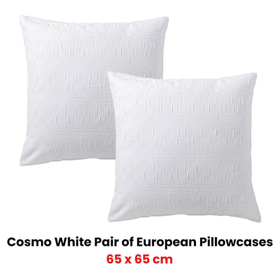 Bianca Pair of Cosmo White European Pillowcases 65 x 65cm