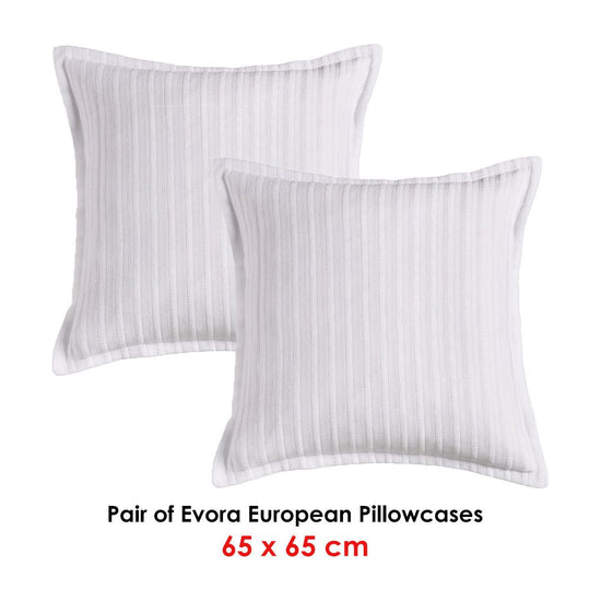 Bianca Pair of Evora White European Pillowcases