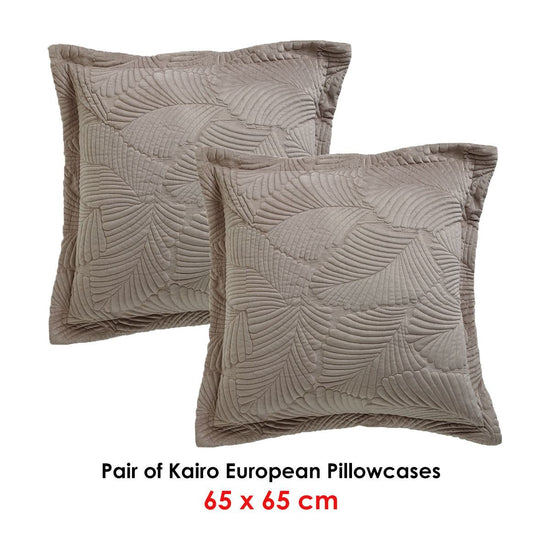 Bianca Pair of Kairo Taupe European Pillowcases