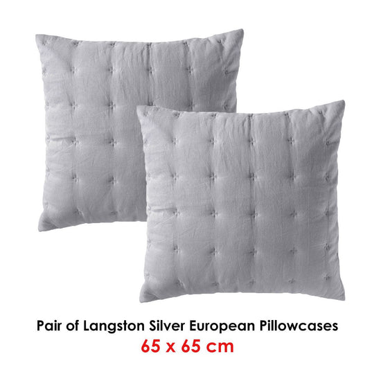 Bianca Pair of Langston Silver European Pillowcases