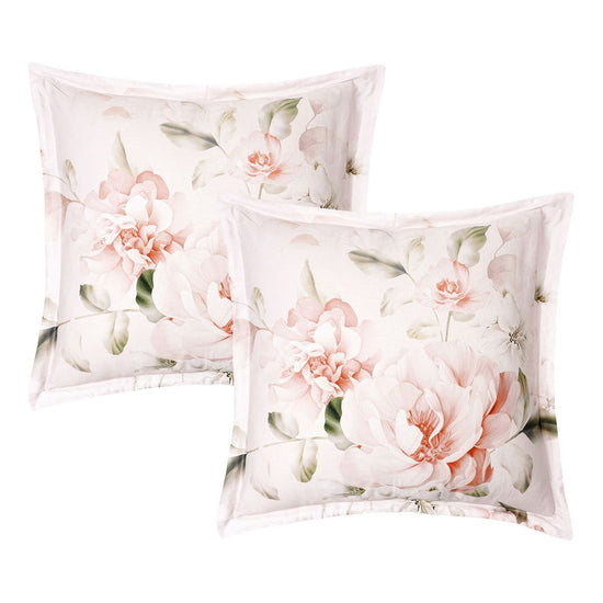 Bianca Pair of Layla White European Pillowcases 65 x 65cm