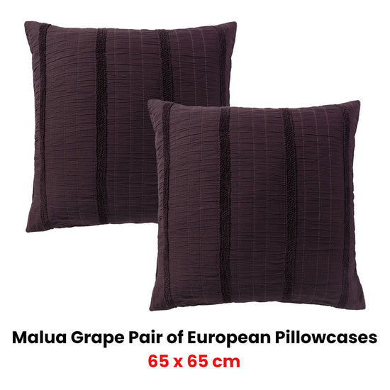 Bianca Pair of Malua Grape European Pillowcases 65 x 65cm