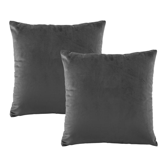 Bianca Pair of Vivid Coordinate Velvet Coal European Pillowcases 65 x 65 cm