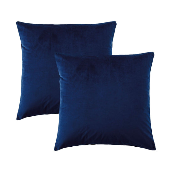 Bianca Pair of Vivid Coordinate Velvet Indigo European Pillowcases 65 x 65 cm